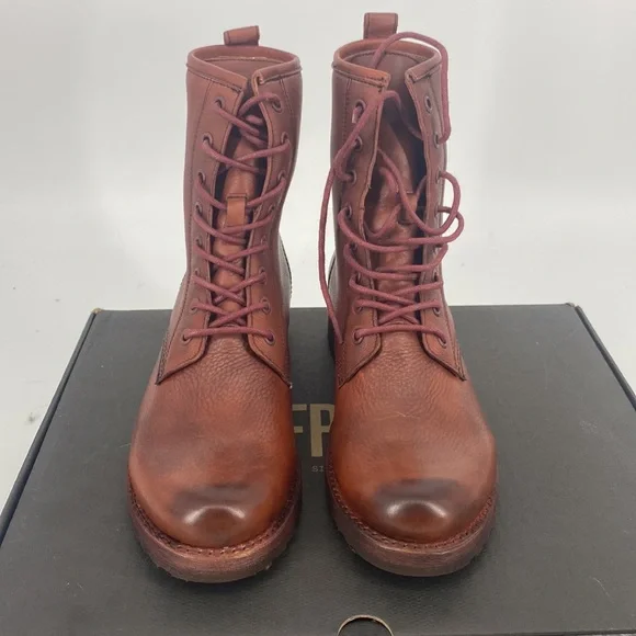 Frye Cherry Brown Ankle Booties Classic Design Smooth Leather - Picture 3 of 9